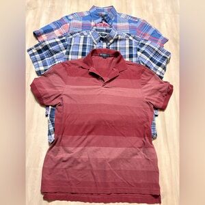 Daniel Cremieux Red Striped and Blue Plaid Polo Shirts